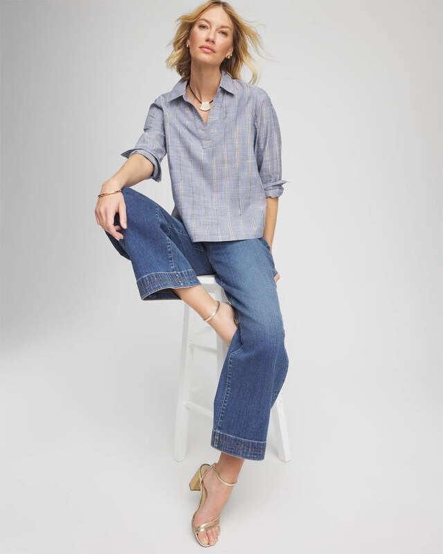 Chambray Striped Soft Popover - image 2